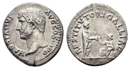 HADRIAN (117-138)Rome.Travel Series Denarius. 

Obv : HADRIANVS AVG COS III P P.
Bare-headed and draped bust right.

Rev : RESTOTVTORI GALLIAE.
Hadria...