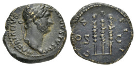 HADRIAN.(117-138).Rome.Semis.

Obv : HADRIANVS AVGVSTVS.
Head of Hadrian, laureate, right.

Rev : COS III S C.
Eagle between two standards.
RIC II 689...