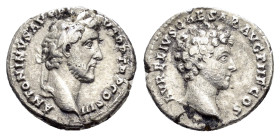 ANTONINUS PIUS (138-161).Rome.Denarius. 

Obv : ANTONINVS AVG PIVS P P TR P COS III.
Laureate head of Antoninus Pius right.

Rev : AVRELIVS CAESAR AVG...