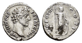 MARCUS AURELIUS (Caesar, 139-161).Rome.Denarius. 

Obv : AVRELIVS CAESAR AVG PII F.
Bare head right.

Rev : TR POT III COS II.
Minerva standing right,...