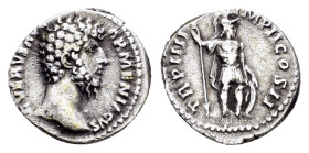 LUCIUS VERUS (161-169).Rome.Denarius. 

Obv : L VERVS AVG ARMENIACVS.
Bare head right.

Rev : TR P IIII IMP II COS II.
Mars standing right, holding sp...