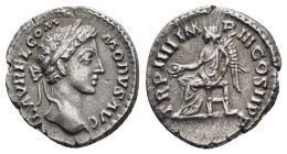 COMMODUS (177-192).Rome.Denarius. 

Obv : M AVREL COMMODVS AVG.
Laureate, draped and cuirassed bust right.

Rev : TR P IIII IMP III COS II P P.
Victor...