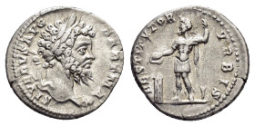 SEPTIMIUS SEVERUS (193-211).Rome.Denarius.

Obv : SEVERVS AVG PART MAX.
Laureate head right.

Rev : RESTITVTORI VRBIS.
Septimius Severus standing left...
