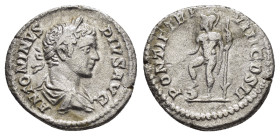 CARACALLA (198-217).Rome. Denarius. 

Obv : ANTONINVS PIVS AVG.
Laureate and draped bust right.

Rev : PONTIF TR P VIII COS II.
Mars standing left, wi...