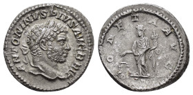 CARACALLA (198-211).Rome. Denarius. 

Obv : ANTONINVS PIVS AVG BRIT.
Laureate head right.

Rev : MONETA AVG.
Moneta standing left, holding scales and ...