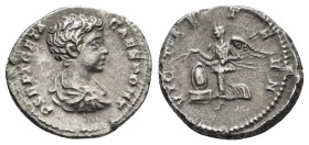 GETA (Caesar, 198-209). Laodicea ad Mare.Denarius. 

Obv : P SEPT GETA CAES PONT.
Bareheaded, draped and cuirassed bust right.

Rev : VICT AETERN.
Vic...