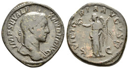 SEVERUS ALEXANDER (222-235).Rome. Sestertius.

Obv : IMP CAES M AVR SEV ALEXANDER AVG.
Laureate, draped and cuirassed bust right.

Rev : VICTORIA AVGV...
