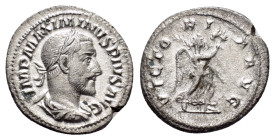 MAXIMINUS THRAX (235-238).Rome. Denarius. 

Obv : IMP MAXIMINVS PIVS AVG.
Laureate, draped and cuirassed bust right.

Rev : VICTORIA AVG.
Victory adva...