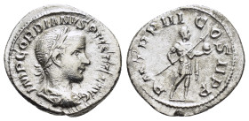 GORDIAN III (238-244).Rome. Denarius. 

Obv : IMP GORDIANVS PIVS FEL AVG.
Laureate, draped and cuirassed bust right.

Rev : P M TR P III COS II P P.
E...