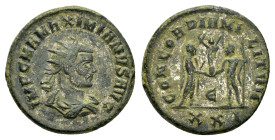 MAXIMIANUS HERCULIUS (First reign, 286-305).Cyzicus.Antoninianus.

Obv : IMP C M A MAXIMIANVS AVG. Radiate, draped and cuirassed bust right.

Rev : CO...