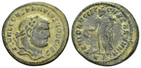 CONSTANTIUS I (Caesar, 293-305).Cyzicus.Follis. 

Obv : FL VAL CONSTANTIVS NOB CAES.
Laureate head right.

Rev : GENIO AVGG ET CAESARVM NN / KB.
Geniu...