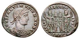 CONSTANTINE I THE GREAT (307/310-337).Nicomedia.Follis. 

Obv : CONSTANTINVS MAX AVG.
Diademed, draped and cuirassed bust right.

Rev : GLORIA EXERCIT...
