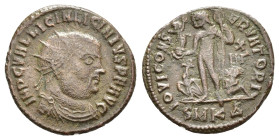 LICINIUS I (308-324).Cyzicus.Follis. 

Obv : IMP C VAL LICIN LICINIVS P F AVG.
Radiate, draped and cuirassed bust right.

Rev : IOVI CONSERVATORI / SM...
