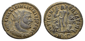 LICINIUS I (308-324). Cyzicus.Follis.

Obv : IMP C VAL LICIN LICINIVS P F AVG.
Radiate, draped and cuirassed bust right.

Rev : IOVI CONSERVATORI / SM...