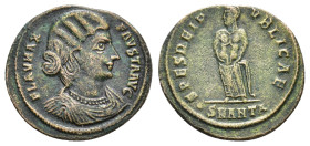 FAUSTA (Augusta, 324-326). Antioch. Follis.

Obv : FLAV MAX FAVSTA AVG.
Draped bust right.

Rev : SPES REIPVBLICAE.
Spes standing facing, head left, h...