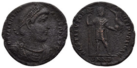 VALENTINIAN I (364-375).Nicomedia.Ae.

Obv : D N VALENTINIANVS P F AVG.
Diademed, draped and cuirassed bust right.

Rev : RESTITVTOR REIPVBLICAE / SMN...