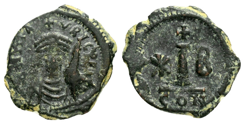 MAURICE TIBERIUS (582-602). Constantinople.Decanummium.

Obv : Crowned, draped a...