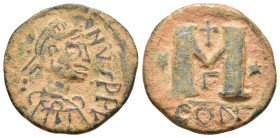 JUSTIN I.(518-527). Contemporary imitation of Constantinople.Follis.

Condition : Good very fine.

Weight : 11.28 gr
Diameter : 27 mm