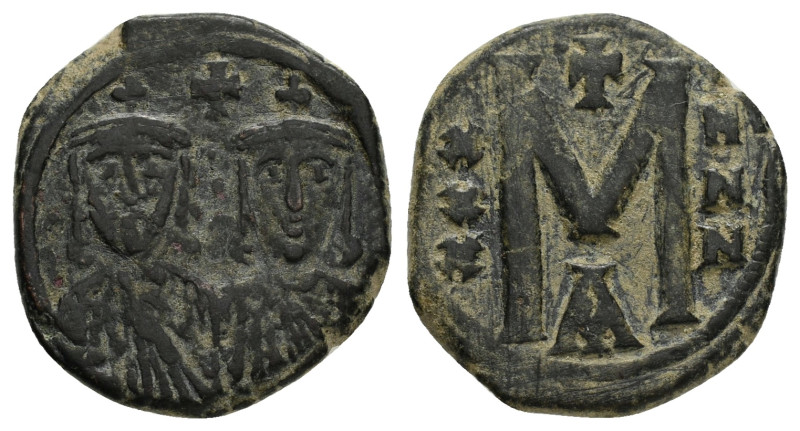 LEO III and CONSTANTINE VI.(717-741).Constantinople .Follis.

Obv : LЄON S CON.
...