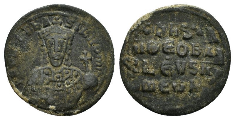 LEO VI.(886-912).Constantinople.Follis..

Obv : + LEOn bAS-ILEVS ROM.
Crowned bu...