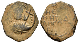 CRUSADERS.Antioch.Tancred.(1101-1112).Follis

Obv : O ΠΕ ΤΡΟΣ.
Nimbate bust of St. Peter facing, raising right hand in blessing and holding cross in h...