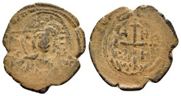 CRUSADERS. Antioch. Tancred (Regent, 1101-1103 & 1104-1112).Follis.

Obv : IC - XC.
Nimbate bust of Christ facing.

Rev : TA - NK / P - H.
The Cross a...