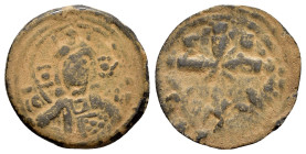 CRUSADERS. Antioch. Tancred (Regent, 1101-1103 & 1104-1112).Follis.

Obv : IC - XC.
Nimbate bust of Christ facing.

Rev : TA - NK / P - H.
The Cross a...