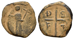 CRUSADERS. Antioch. Roger of Salerno (Regent, 1112-1119).Follis.

Obv : IC - XC.
Christ standing facing, raising hand in benediction.

Rev : DNE - SAL...