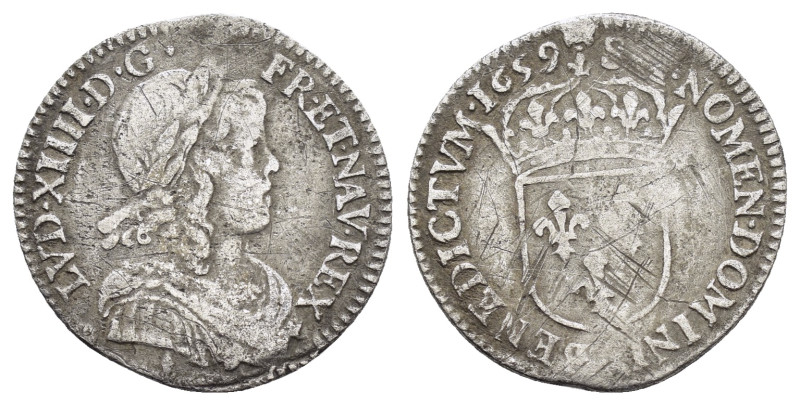 FRANCE.Louis XIV.(1643-1715).1/12 Ecu.

Obv : LVD XIIII D G FR ET NAV REX.
Laure...