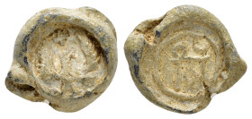 BYZANTINE LEAD SEAL.(Circa 7th-11th Century).Pb.

Condition : Good very fine.

Weight : 11.83 gr
Diameter : 45 mm