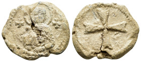 BYZANTINE LEAD SEAL.(Circa 7th-11th Century).Pb.

Condition : Good very fine.

Weight : 15.68 gr
Diameter : 29 mm
