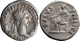 Nerva. Denarius; Nerva; 96-98 AD, Rome, 97 AD, Denarius, 3.57g. Paris-44, BMC-62 note, citing spec. in Copenhagen). Obv: IMP NERVA CAES AVG - P M TR P...