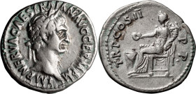 Trajan. Denarius; Trajan; 98-117 AD, Rome, 98 AD, Denarius, 3.50g. Woytek-4a (8 spec.). Obv: IMP NERVA CAES TRAIAN AVG GERM P M Head laureate r. Rx: T...