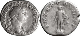 Trajan. Denarius; Trajan; Rome, 100 AD, Denarius, 3.28g. Woytek-73g (3 spec.). Obv: [I]M[P] CAES NERVA TRAIANVS AVG GERM Bust laureate, draped, cuiras...