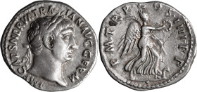 Trajan. Denarius; Trajan; 98-117 AD, Rome, 101-2 AD, Denarius, 3.11g. Woytek-125a-1 (3 spec.). Obv: IMP CAES NERVA TRA - IAN AVG GERM Head laureate r....