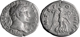 Trajan. Denarius; Trajan; 98-117 AD, Rome, 101-2 AD, Denarius, 2.71g. Woytek, MIR-125a-1 (3 spec.). Obv: IMP CAES NERVA TRA - IAN AVG GERM Head laurea...