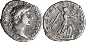 Trajan. Denarius; Trajan; 98-117 AD, Rome, 101-2 AD, Denarius, 3.10g. Woytek-125a-1 (3 spec.). Obv: IMP CAES NERVA TRA - IAN AVG GERM Head laureate r....