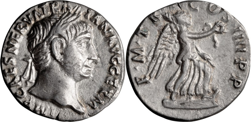 Trajan. Denarius; Trajan; 98-117 AD, Rome, 101-2 AD, Denarius, 2.48g. Woytek-125...