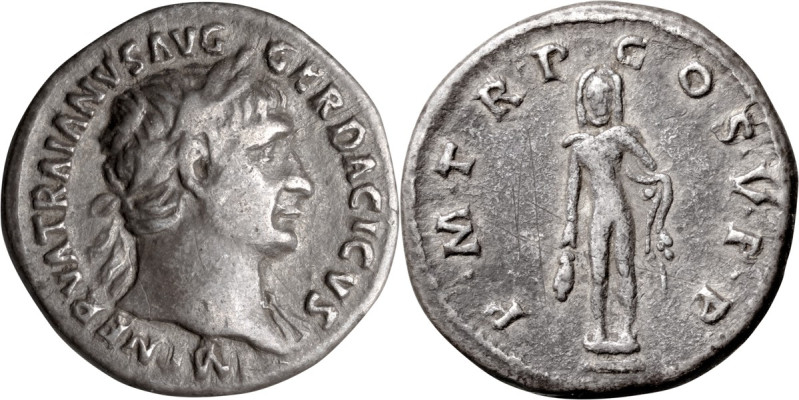 Trajan. Denarius; Trajan; 103 AD, Denarius, 3.47g. Woytek-164b (4 spec.). Obv: I...