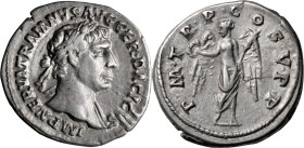 Trajan. Denarius; Trajan; 98-117 AD, Rome, 103 AD, Denarius, 3.21g. Cf. Woytek-169 (4 spec., with two other bust types). Obv: IMP NERVA TRAIANVS AVG G...