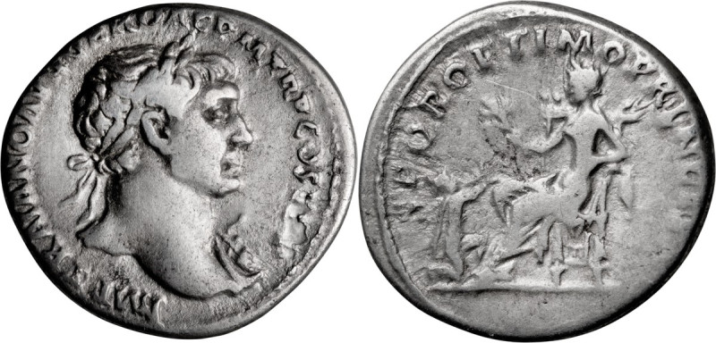 Trajan. Denarius; Trajan; 98-117 AD, Rome, c. 106-7 AD, Denarius, 3.04g. Woytek-...