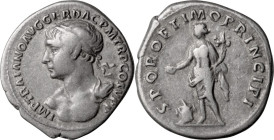 Trajan. Denarius; Trajan; 98-117 AD, Rome, c. 106-7 AD, Denarius, 3.10g. Woytek-217q (7 spec.), pl. 43 (same obv. die). Obv: IMP TRAIANO AVG GER DAC P...