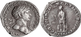Trajan. Denarius; Trajan; 98-117 AD, Rome, c. 110 AD, Denarius, 2.76g. Woytek, MIR-289e (new combination). Obv: IMP TRAIANO AVG GER DAC P M TR P Bust ...