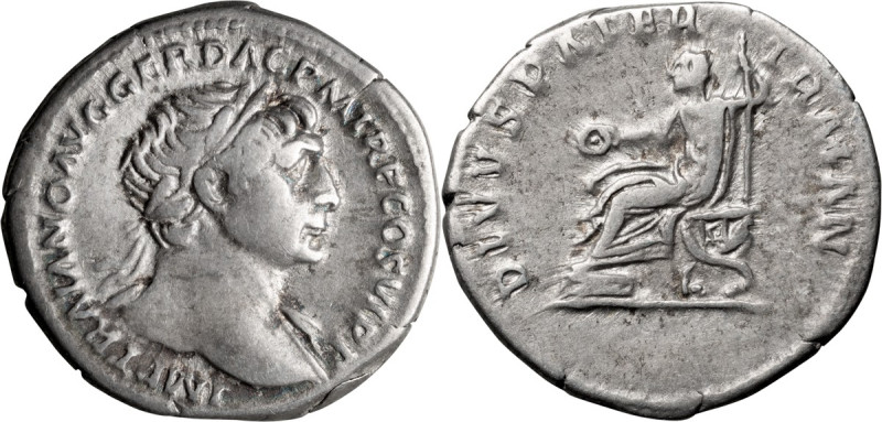 Trajan. Denarius; Trajan; 98-117 AD, Rome, c. 112-3 AD, Denarius, 3.08g. Woytek-...