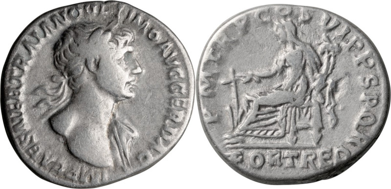 Trajan. Denarius; Trajan; 98-117 AD, Rome, 114-6 AD, Denarius, 2.87g. Woytek-526...