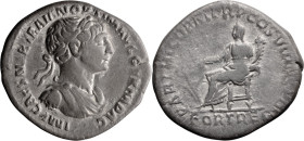 Trajan. Denarius; Trajan; 98-117 AD, Rome, 116-7 AD, Denarius, 2.76g. Woytek-579h (3 spec.), pl. 116 (same obv. die). Obv: IMP CAES NER TRAIAN OPTIM A...