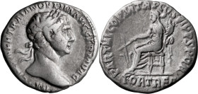 Trajan. Denarius; Trajan; 98-117 AD, Rome, 116-7 AD, Denarius, 3.25g. Woytek-579a (new combination). Obv: IM[P CAES] NER TRAIAN OPTIM AVG GERM DAC Hea...