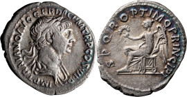 Trajan. Quinarius; Trajan; 98-117 AD, Rome, c. 112-4 AD, Quinarius, 1.30g. Woytek-442v (5 spec.), pl. 88 (Coll. Habermann, this coin); King-67 (5 spec...