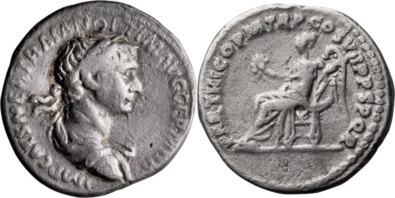 Trajan. Quinarius; Trajan; 98-117 AD, Rome, c. 116-7 AD, Quinarius, 1.46g. Woyte...