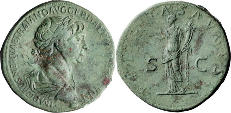 Trajan. Sestertius; Trajan; 98-117 AD, Rome, 112/113-114 AD, Sestertius, 27.87g....